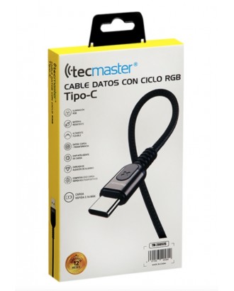 Cable USB a USB-C Datos Smartphone 1.1MT RGB Tecmaster